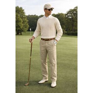 J. Lindeberg Mens Khaki Stockholm Classic Chino Performance Golf Pants Size 34